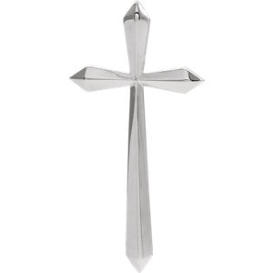 14K White 38x18.5 mm Elongated Cross Pendant - Siddiqui Jewelers