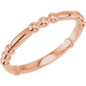 14K Rose Stackable Beaded Ring - Siddiqui Jewelers