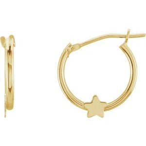 14K Yellow Hinged Hoop Earrings with Star - Siddiqui Jewelers