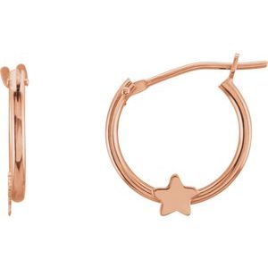 14K Rose Hinged Hoop Earrings with Star - Siddiqui Jewelers