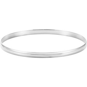 14K White 4 mm Half Round Bangle 7 1/2" Bracelet Siddiqui Jewelers