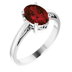 14K White Natural Mozambique Garnet Solitaire Ring-Siddiqui Jewelers