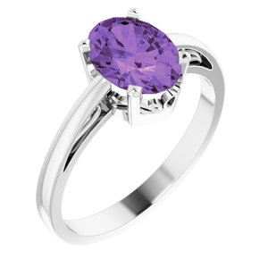 14K White Natural Amethyst Solitaire Ring-Siddiqui Jewelers