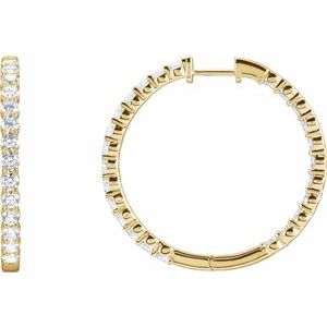 14K Yellow 3 CTW Lab-Grown Diamond Inside-Outside Hinged 25 mm Hoop Earrings - Siddiqui Jewelers