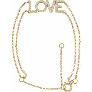 14K Yellow 1/4 Diamond Love 5-7" Bracelet - Siddiqui Jewelers