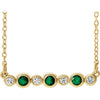 14K Yellow Emerald & .08 CTW Diamond Bezel-Set Bar 16-18" Necklace - Siddiqui Jewelers