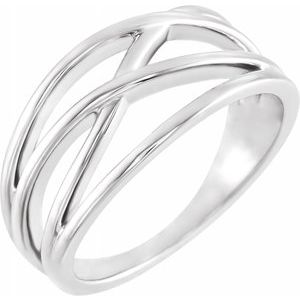 Sterling Silver 10.2 mm Criss-Cross Ring-Siddiqui Jewelers