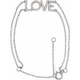 14K White 1/4 Diamond Love 5-7" Bracelet - Siddiqui Jewelers