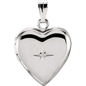 Sterling Silver .01 CTW Diamond Heart Locket - Siddiqui Jewelers