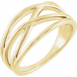 14K Yellow 10.2 mm Criss-Cross Ring-Siddiqui Jewelers
