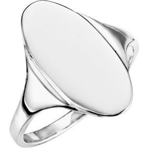 10K White 16.4x8.5 mm Oval Signet Ring - Siddiqui Jewelers