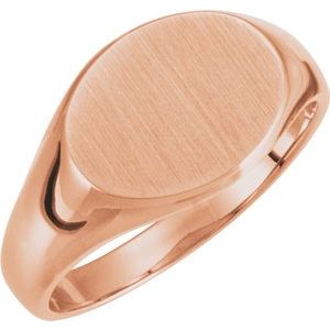 14K Rose 12x9 mm Oval Signet Ring - Siddiqui Jewelers