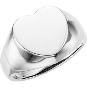 Sterling Silver 12x12 mm Heart Signet Ring - Siddiqui Jewelers
