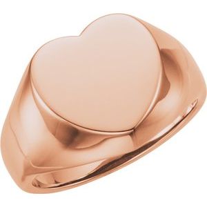 14K Rose 12x12 mm Heart Signet Ring - Siddiqui Jewelers