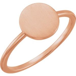 14K Rose Round Engravable Ring - Siddiqui Jewelers