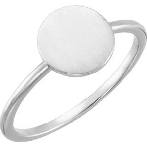 14K White Round Engravable Ring - Siddiqui Jewelers