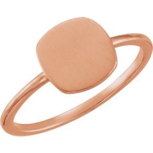 14K Rose Cushion Engravable Ring - Siddiqui Jewelers