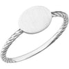 14K White Oval Engravable Rope Ring - Siddiqui Jewelers