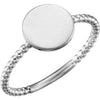 14K White Round Engravable Beaded Ring - Siddiqui Jewelers