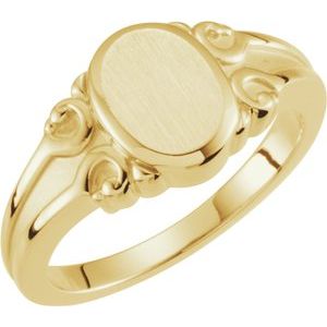 14K Yellow 9.7x8 mm Oval Signet Ring - Siddiqui Jewelers