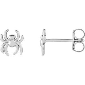 14K White 6.3x5.6 mm Spider Earrings - Siddiqui Jewelers