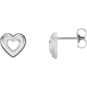 14K White 8.5x8 mm Heart Earrings Siddiqui Jewelers