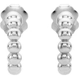 14K White 12 mm Beaded Hoop Earrings - Siddiqui Jewelers