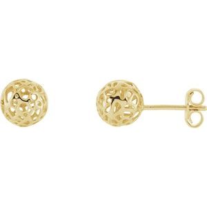 14K Yellow 7.4 mm Pierced Ball Earrings - Siddiqui Jewelers