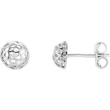 14K White Half Ball Textured Earrings - Siddiqui Jewelers