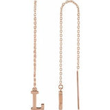 14K Rose Single Initial L Chain Earring - Siddiqui Jewelers