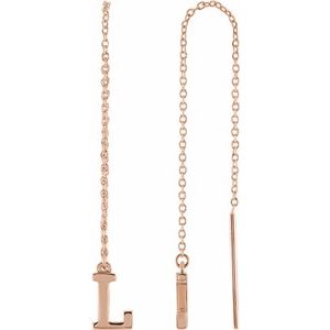 14K Rose Single Initial L Chain Earring - Siddiqui Jewelers