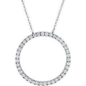 14K White 1 CTW Diamond Circle 18" Necklace - Siddiqui Jewelers