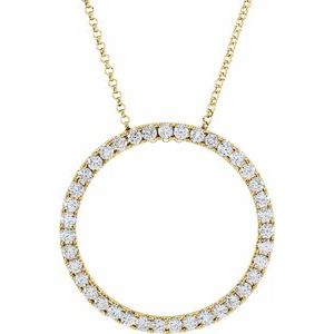 14K Yellow 1 CTW Diamond Circle 18" Necklace - Siddiqui Jewelers