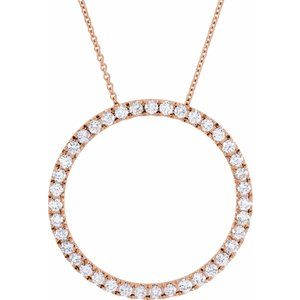14K Rose 1 CTW Diamond Circle 18" Necklace - Siddiqui Jewelers