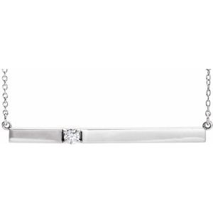 14K White 1/10 CTW Diamond Bar 17.5" Necklace - Siddiqui Jewelers