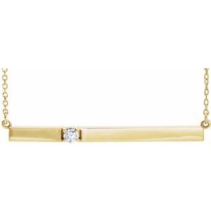 14K Yellow 1/10 CTW Diamond Bar 17.5" Necklace - Siddiqui Jewelers