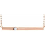 14K Rose 1/10 CTW Diamond Bar 17.5" Necklace - Siddiqui Jewelers