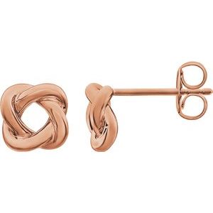 14K Rose 7x7 mm Knot Earrings - Siddiqui Jewelers