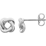 14K White 7x7 mm Knot Earrings - Siddiqui Jewelers