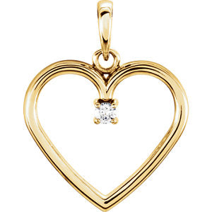 14K Yellow .03 CTW Diamond Heart Pendant - Siddiqui Jewelers