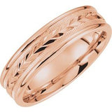 14K Rose 6 mm Wheat Design Band with Milgrain Size 10.5 - Siddiqui Jewelers