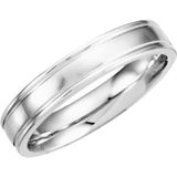 Platinum 4.5 mm Grooved Band with Satin Finish Size 9 - Siddiqui Jewelers