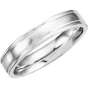 Platinum 4.5 mm Grooved Band with Satin Finish Size 9 - Siddiqui Jewelers