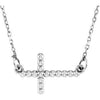 14K White 12.05x19.5 mm Sideways Beaded Cross 16.5" Necklace - Siddiqui Jewelers