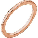 14K Rose 2 mm Hammered Stackable Ring Size 6 Siddiqui Jewelers