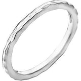 14K White 2 mm Hammered Stackable Ring Size 6 Siddiqui Jewelers