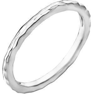 14K White 1.8 mm Hammered Stackable Ring Size 7 Siddiqui Jewelers