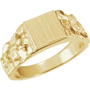 14K Yellow 9 mm Square Nugget Signet Ring - Siddiqui Jewelers