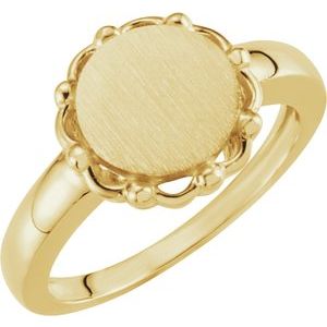 14K Yellow 12 mm Round Signet Ring - Siddiqui Jewelers