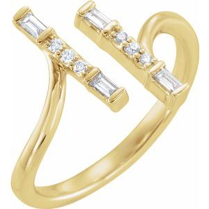 14K Yellow 1/6 CTW Diamond Double Bar Ring - Siddiqui Jewelers